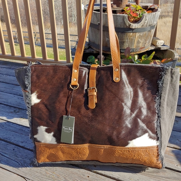 Myra Bag Handbags - SALE Myra Bag Cowhide Canvas Leather Weekender Travel XL extra large